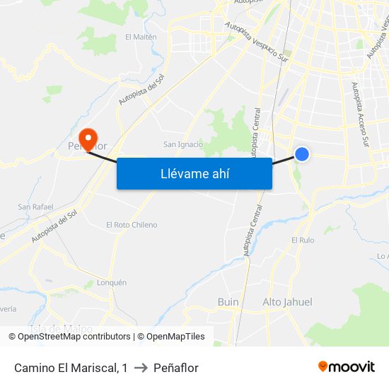 Camino El Mariscal, 1 to Peñaflor map