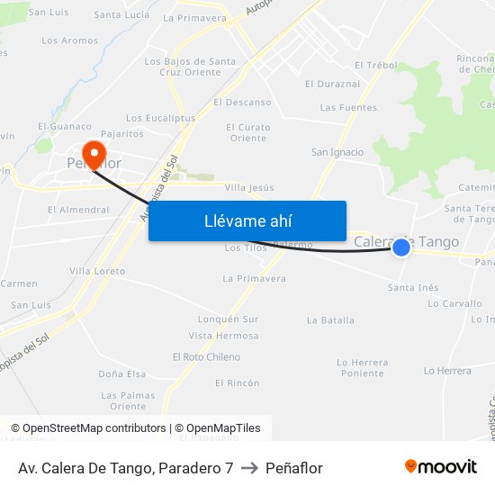 Av. Calera De Tango, Paradero 7 to Peñaflor map