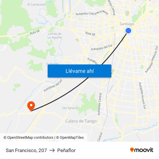 San Francisco, 207 to Peñaflor map