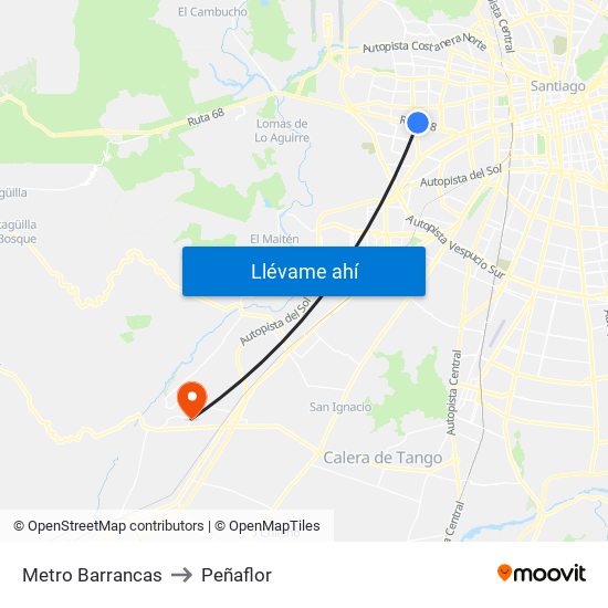 Metro Barrancas to Peñaflor map