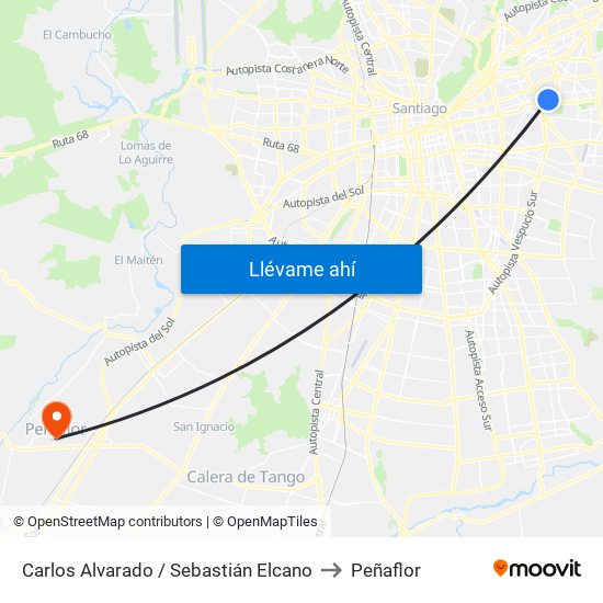 Carlos Alvarado / Sebastián Elcano to Peñaflor map