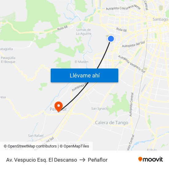 Av. Vespucio Esq. El Descanso to Peñaflor map