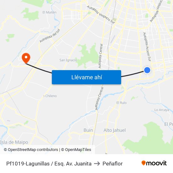 Pf1019-Lagunillas / Esq. Av. Juanita to Peñaflor map