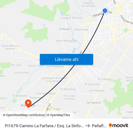 Pi1679-Camino La Farfana / Esq. La Sinfonía to Peñaflor map