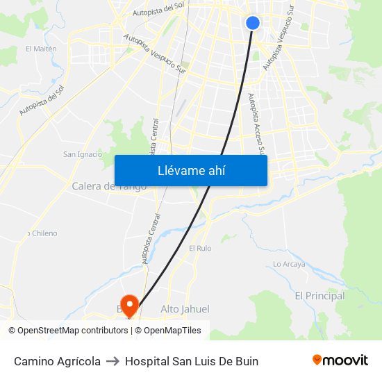 Camino Agrícola to Hospital San Luis De Buin map