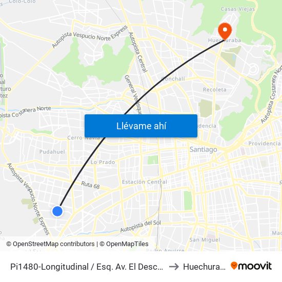 Pi1480-Longitudinal / Esq. Av. El Descanso to Huechuraba map