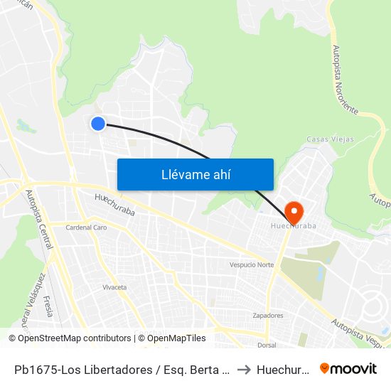 Pb1675-Los Libertadores / Esq. Berta Correa to Huechuraba map