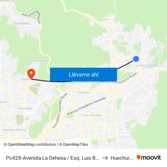 Pc428-Avenida La Dehesa / Esq. Luis Bascuñán to Huechuraba map