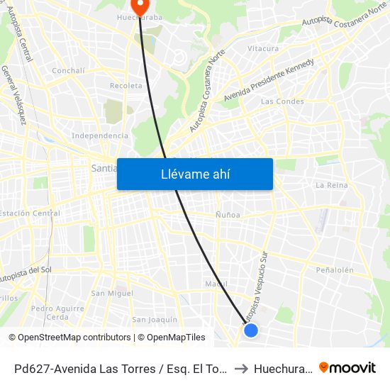 Pd627-Avenida Las Torres / Esq. El Torreón to Huechuraba map