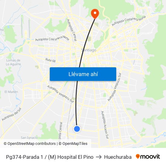 Pg374-Parada 1 / (M) Hospital El Pino to Huechuraba map