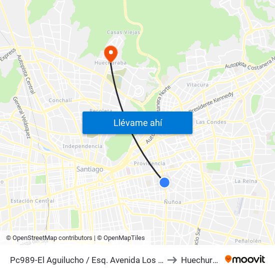 Pc989-El Aguilucho / Esq. Avenida Los Leones to Huechuraba map