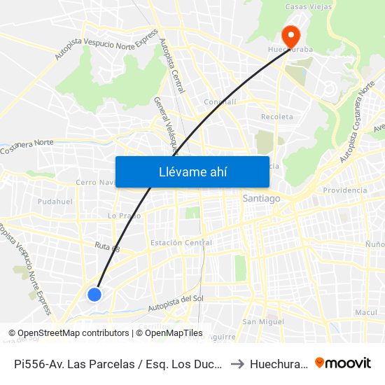 Pi556-Av. Las Parcelas / Esq. Los Ducados to Huechuraba map