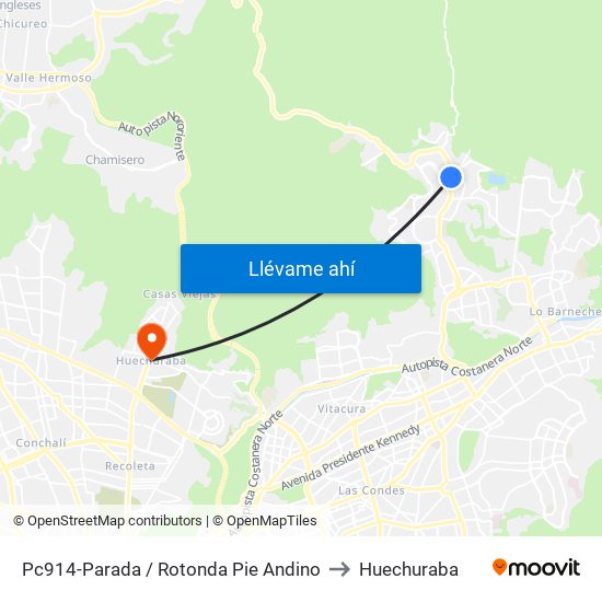Pc914-Parada / Rotonda Pie Andino to Huechuraba map