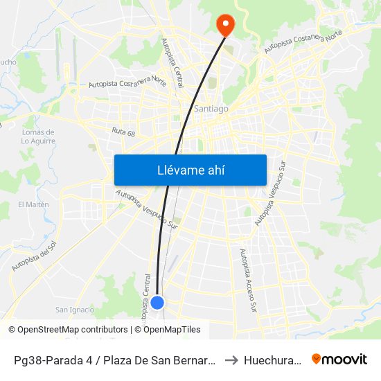 Pg38-Parada 4 / Plaza De San Bernardo to Huechuraba map