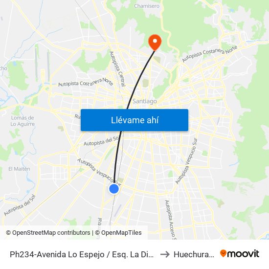 Ph234-Avenida Lo Espejo / Esq. La Divisa to Huechuraba map