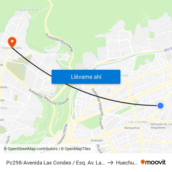 Pc298-Avenida Las Condes / Esq. Av. Las Tranqueras to Huechuraba map