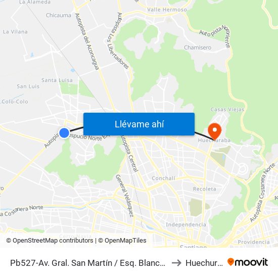 Pb527-Av. Gral. San Martín / Esq. Blanco Encalada to Huechuraba map