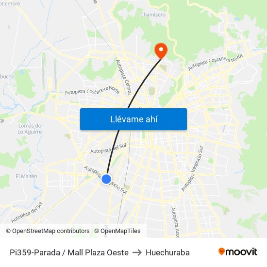 Pi359-Parada / Mall Plaza Oeste to Huechuraba map