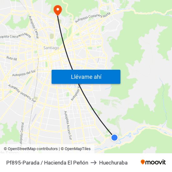 Pf895-Parada / Hacienda El Peñón to Huechuraba map