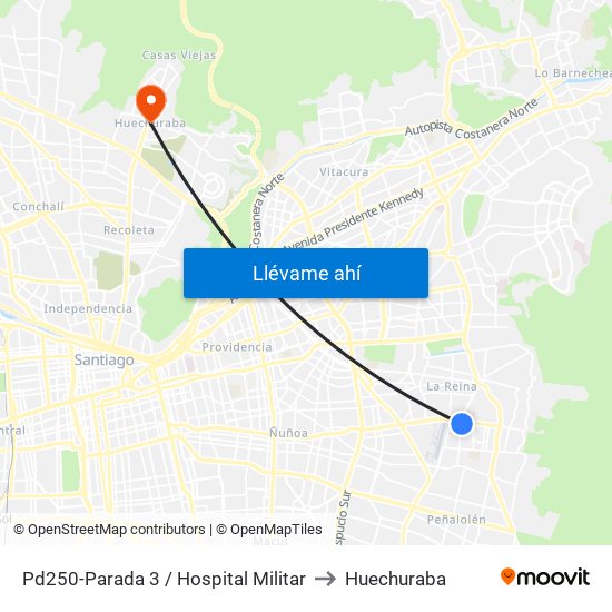 Pd250-Parada 3 / Hospital Militar to Huechuraba map