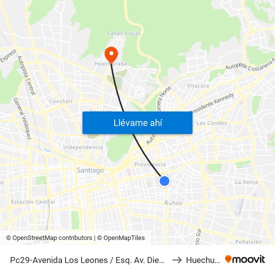 Pc29-Avenida Los Leones / Esq. Av. Diego De Almagro to Huechuraba map