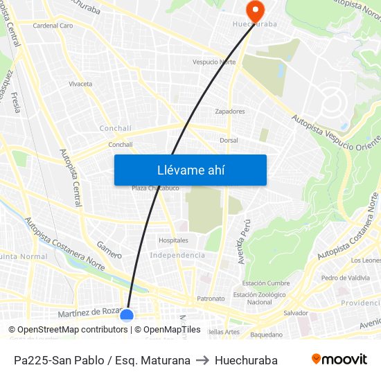 Pa225-San Pablo / Esq. Maturana to Huechuraba map