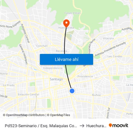 Pd523-Seminario / Esq. Malaquías Concha to Huechuraba map