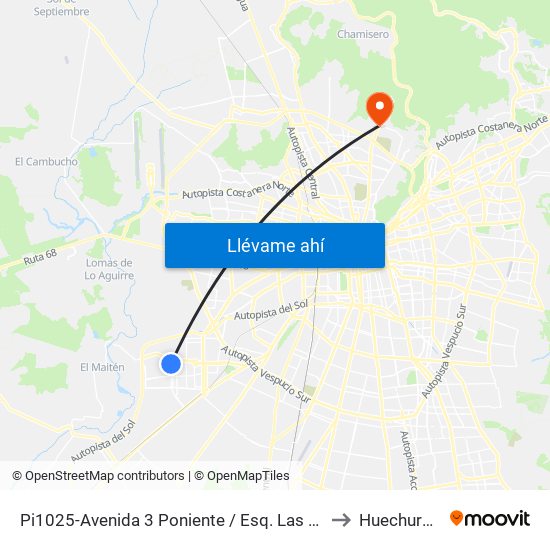 Pi1025-Avenida 3 Poniente / Esq. Las Basas to Huechuraba map