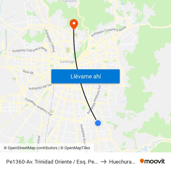 Pe1360-Av. Trinidad Oriente / Esq. Perú to Huechuraba map
