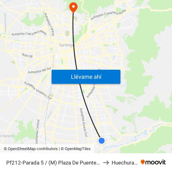 Pf212-Parada 5 / (M) Plaza De Puente Alto to Huechuraba map