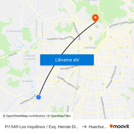 Pi1549-Los Inquilinos / Esq. Hernán Díaz Arrieta to Huechuraba map