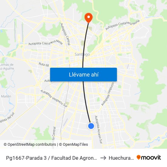 Pg1667-Parada 3 / Facultad De Agronomía to Huechuraba map