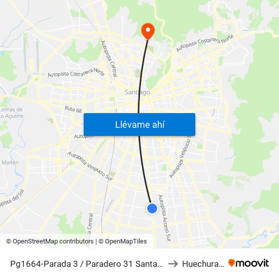Pg1664-Parada 3 / Paradero 31 Santa Rosa to Huechuraba map