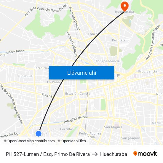 Pi1527-Lumen / Esq. Primo De Rivera to Huechuraba map