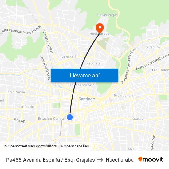 Pa456-Avenida España / Esq. Grajales to Huechuraba map