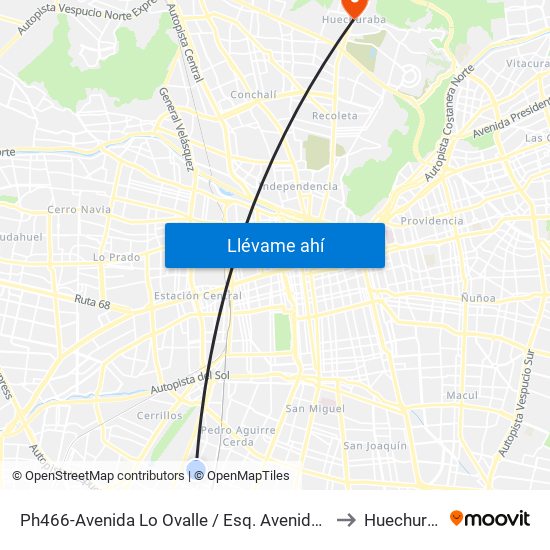 Ph466-Avenida Lo Ovalle / Esq. Avenida Central to Huechuraba map
