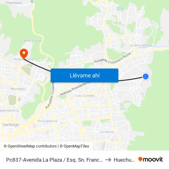 Pc837-Avenida La Plaza / Esq. Sn. Francisco De Asís to Huechuraba map