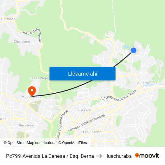 Pc799-Avenida La Dehesa / Esq. Berna to Huechuraba map