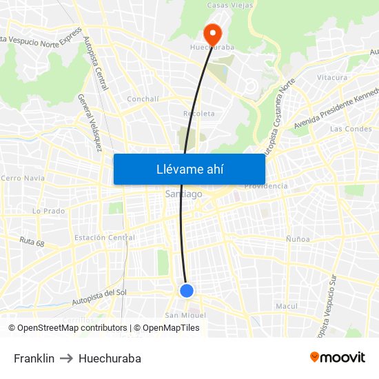 Franklin to Huechuraba map