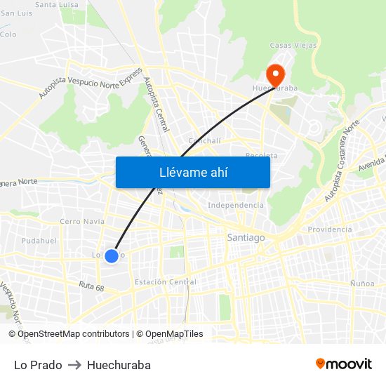 Lo Prado to Huechuraba map