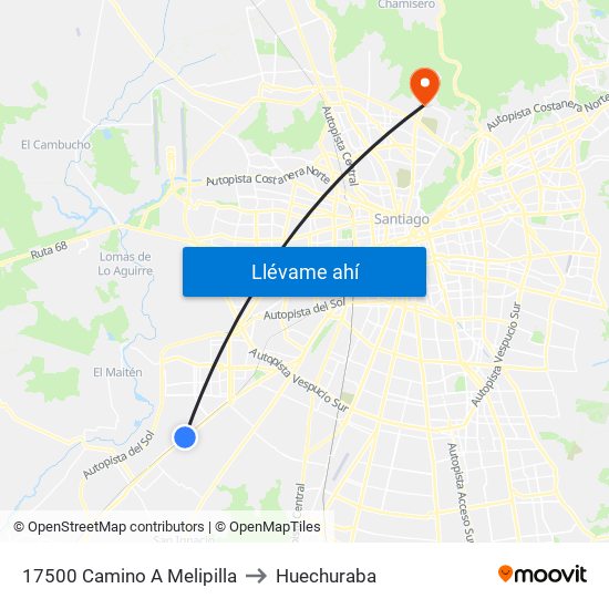 17500 Camino A Melipilla to Huechuraba map