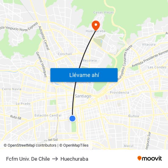 Fcfm Univ. De Chile to Huechuraba map