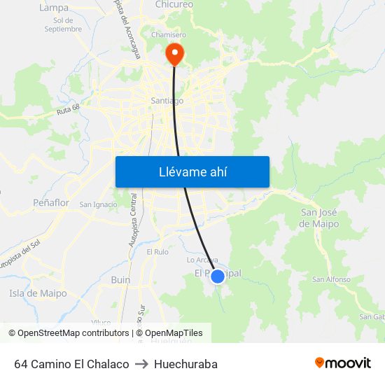 64 Camino El Chalaco to Huechuraba map