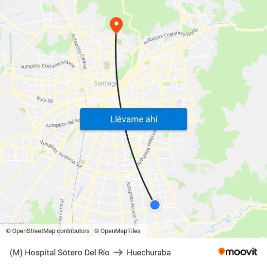 (M) Hospital Sótero Del Río to Huechuraba map