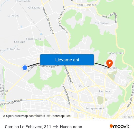Camino Lo Echevers, 311 to Huechuraba map