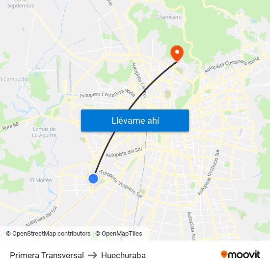 Primera Transversal to Huechuraba map