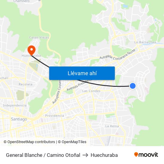 General Blanche / Camino Otoñal to Huechuraba map