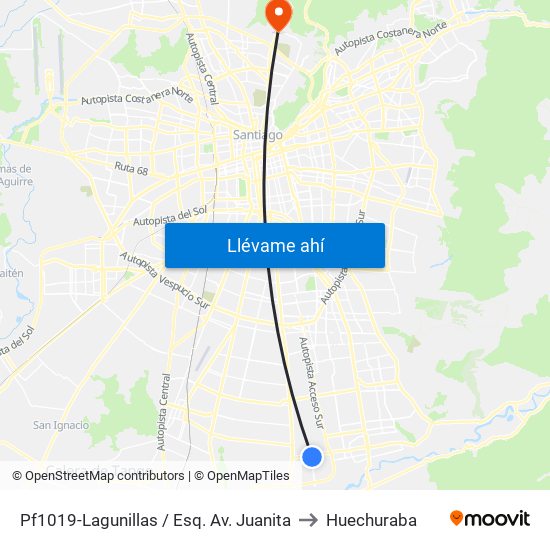 Pf1019-Lagunillas / Esq. Av. Juanita to Huechuraba map