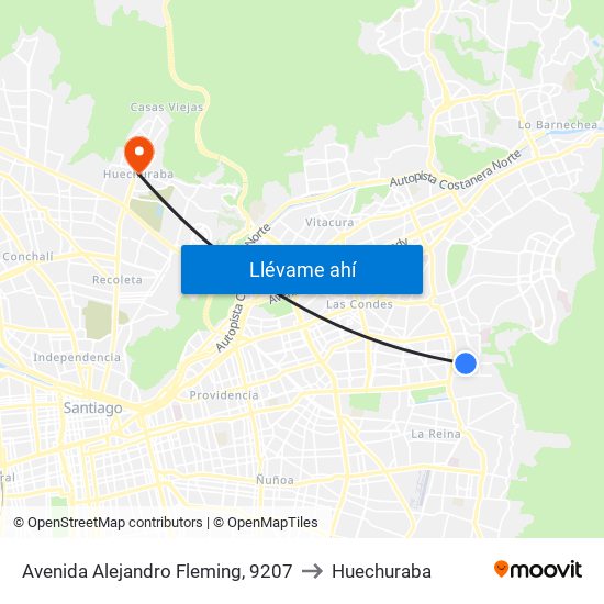 Avenida Alejandro Fleming, 9207 to Huechuraba map