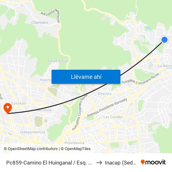 Pc859-Camino El Huinganal / Esq. Camino Del Yunque to Inacap (Sede Renca) map